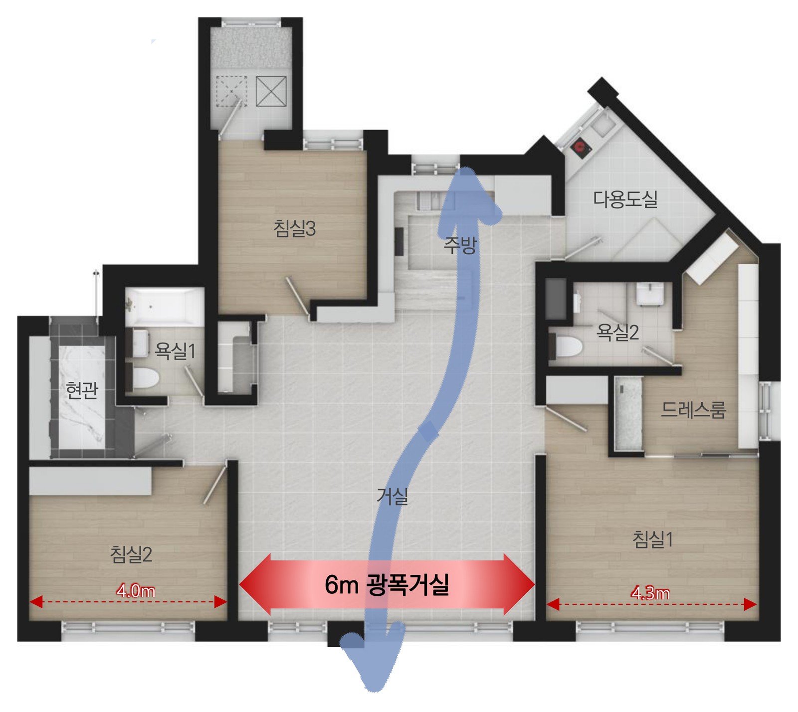 회천중앙역 파라곤 아파트 84A 평면도